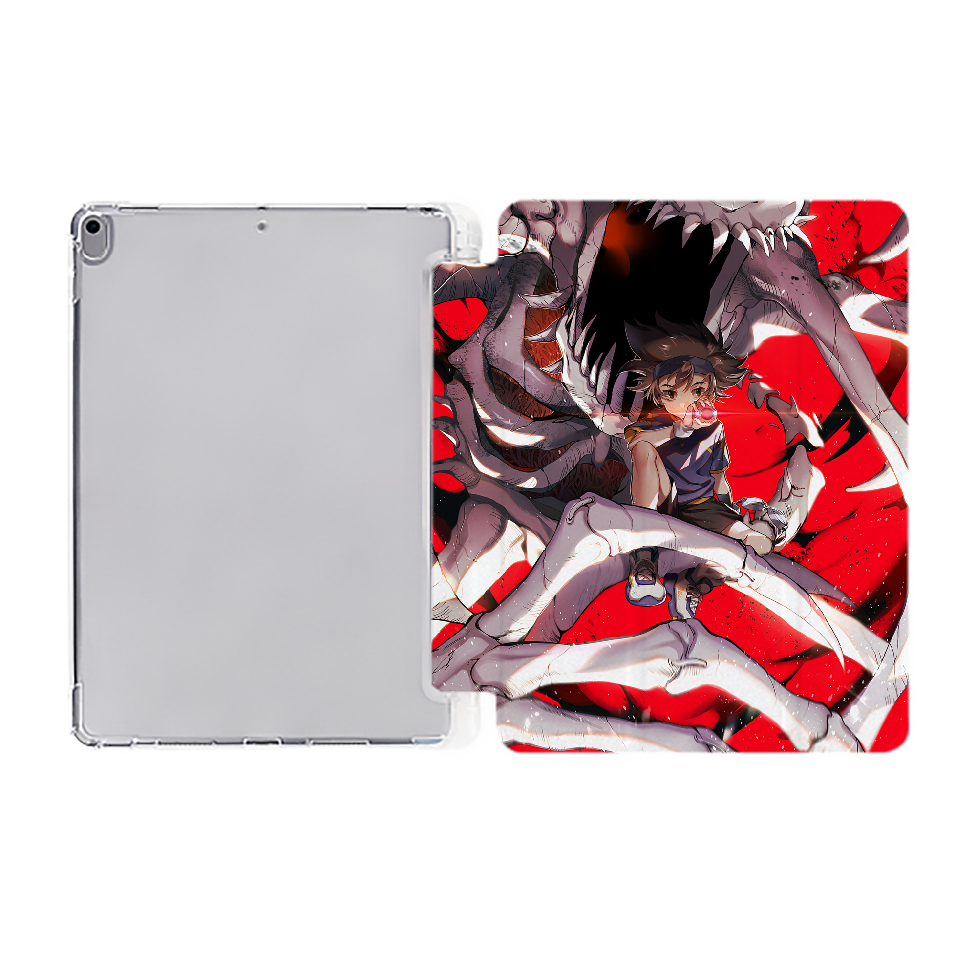 （画像用） Digimon デジタルモンスター/デジモン IPad ケース ペン収納付き 三つ折りスタンド PUレザー×シリコン 対応機種9.5/10.5/10.9インチ